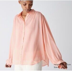 Uniqlo :C Women XL Sheer Volume Long Sleeve Blouse With Tank Top Pink NWT